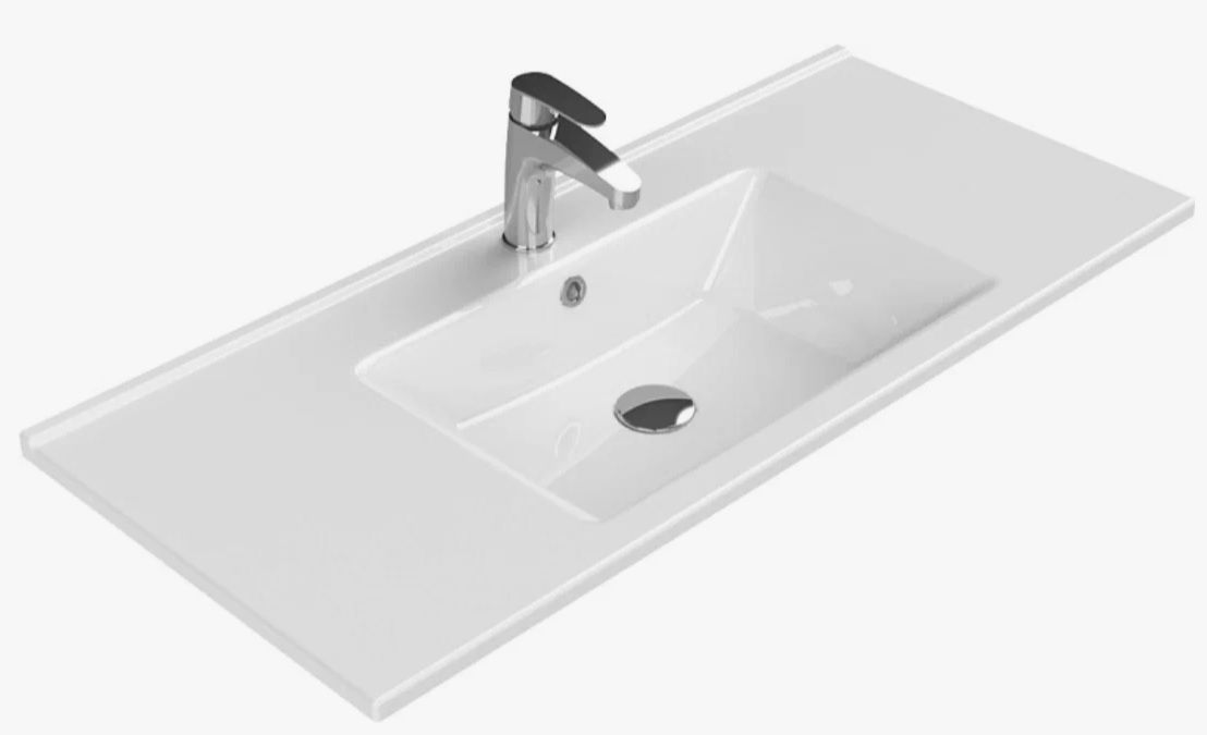 Раковина Armadi Art Capolda, 85х46х16 см, полимерная керамика, накладная, со столешницей, мебельная, прямоугольная, керамическая/ фаянсовая, цвет белый, 1 отверстие под смеситель, слив-перелив