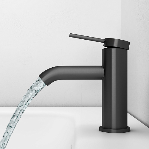 Смеситель для раковины/умывальника Abelsberg Fluida однорычажный, неповоротный/фиксированный, излив длина 91 мм высота 77 мм латунь, цвет космическая сталь