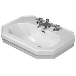 Раковина DURAVIT 1930 Series, 70х50х24,5 см, подвесная, восьмиугольная, санфарфор, цвет белый, 1 отверстие/2 намеченых отверстия под смеситель, слив/перелив