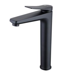 Смеситель для раковины/умывальника Lemark Bronx, однорычажный, неповоротный, керамический, высокий, длина излива 165 мм, латунь, цвет черный