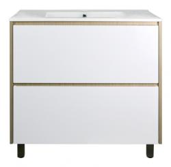 Тумба Loranto Stella 80/2Н см, с раковиной Leon 80, 81х46х81 см, напольная, выдвижные ящики, ЛДСП/МДФ, прямоугольная, раковина (Leon 80), прямоугольная, цвет белый, керамика