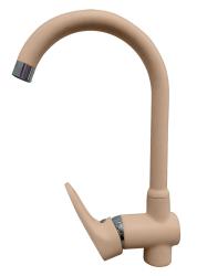 Смеситель для кухни/мойки GranFest, однорычажный, керамический картридж, высокий, с поворотным изливом, длина 186 мм, латунь, цвет топаз