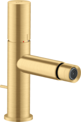 Смеситель для биде Axor Uno однорычажный, с рукояткой Zero, керамический, фиксированный излив, длина 12,4 см, латунь, цвет шлифованное золото, без шланга/лейки, с донным клапаном