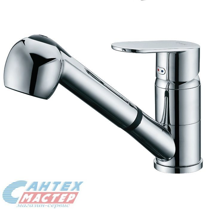 Смеситель для кухни/мойки D&K Speyer Rhein однорычажный, керамический, с выдвижной лейкой, длина 215 мм, латунь, цвет хром, кухонный, хромированный, кран, комплект, сантехника, водопроводные, размер, характеристики, высота, расстояние, длина (Д и К)