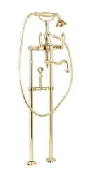 Смеситель для ванны/душа Cezares First, напольный, двухвентильный, поворотный, длина 235 мм, керамический, латунь, цвет золото 24 карат