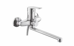 Смеситель для ванны/душа Ekko, однорычажный, настенный, поворотный, силумин, длина излива 300 мм, керамический, цвет хром