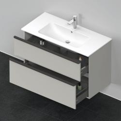 Тумба под раковину Duravit D-Neo, 121х46,2х62,5 см, подвесная, 2 выдвижных ящика, ДСП, цвет: бетонно-серый, шкафчик навесной, прямоугольная, правая/левая, в ванную комнату
