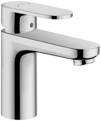 Смеситель для раковины Hansgrohe Vernis Blend 70, однорычажный, фиксированный излив, длина излива 8,9 см, керамический, латунь, цвет хром, с металлическим сливным гарнитуром