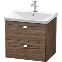 Тумба под раковину Duravit Brioso, 62х47,9х56,1 см, подвесная, 2 выдвижных ящика, ДСП, цвет: орех темный/хром, шкафчик навесной, механизм доводчика, прямоугольная, правая/левая, в ванную комнату