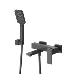 Смеситель для ванны/душа Cezares Slider настенный, однорычажный, поворотный излив, длина 155 мм, керамический, нержавеющая сталь, цвет черный матовый