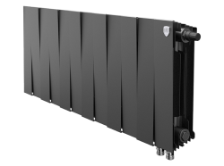 Радиатор отопления Royal Thermo PianoForte 300 Noir Sable VDR (12 секций) биметаллический, нижнее, правое подключение, для квартиры, дома, водяные, мощность 1476 Вт, настенный, батарея, черный графит