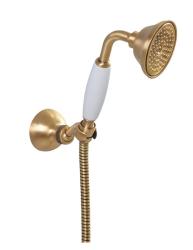 Лейка душевая Cezares Aphrodite (комплект) круглая, 1 режим, 75 мм бронза/белый, латунь, ручная лейка/держатель/ шланг для душа, для душа/ванной