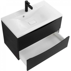 Тумба под раковину BelBagno Marino 80, 80х60х45 см, подвесная, 2 выдвижных ящика, МДФ/ЛДСП, цвет: горький шоколадный дуб, шкафчик навесной, механизм доводчика, прямоугольная