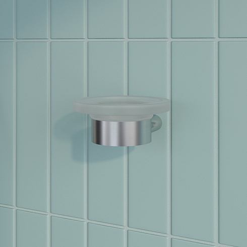 Мыльница IDDIS Petite, настенная, нержавеющая сталь/стекло, форма круглая, для душа/мыла, в ванную/туалет/душевую кабину, цвет хром матовый PETSSSGi42