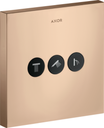 Смеситель для душа Axor ShowerSelect, термостатический, скрытого монтажа, 3 потребителя, настенный, без излива/шланга/лейки, квадратный, латунный, цвет полированное красное золото, с 3 запорными клапанами, с термостатом