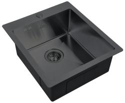 Мойка кухонная ZorG St Hammer SH, 45х51х20 см, нержавеющая сталь, прямоугольная, цвет: графит, с отверстием под смеситель, без крыла, слив-перелив, врезная
