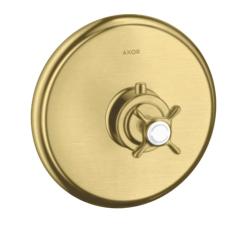 Смеситель для душа Axor Montreux Ecostat E, термостатический, с крестообразной рукояткой, скрытого/настенного монтажа, без излива/шланга/лейки, круглый, латунный, цвет шлифованная медь, с термостатом, встроенный/встраиваемый/термостатный