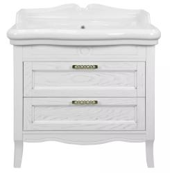 Тумба под раковину Azario CAROLINA 90/2, 82х49х87 см, цвет- патина золото, напольная, 2 выдвижных ящика, МДФ/ЛДСП, шкафчик напольный, система плавного закрывания, прямоугольная