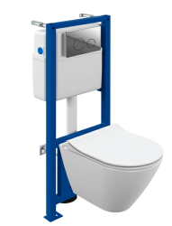 Комплект унитаза с инсталляцией Cersanit CITY SMART CO DPL EO slim инсталляция LINK PRO кнопка TWINS пластик хром глянцевый LP