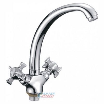 Смеситель для кухни/мойки Ledeme H11 двухвентильный, керамический, с высоким поворотным изливом, длина 245 мм, латунь, цвет хром, кухонный, хромированный, вертикальный, кран, комплект, сантехника, водопроводные, размер, характеристики, высота