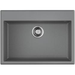 Мойка кухонная Omoikiri Tedori 68-GR, 50х68 см, врезная, из искусственного гранита (Tetogranit), прямоугольная, цвет ленинградский серый, без отверстия под смеситель, без крыла, слив-перелив, врезная в столещницу, для кухни