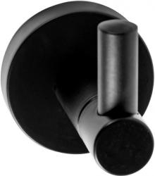 Крючок одинарный REA MIST настенный, металлический, форма округлая, для полотенец/халатов в ванную/туалет/душевую кабину, цвет черный матовый