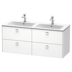 Тумба под раковину Duravit Brioso, 129х47,9x55,3 см, подвесная, 4 выдвижных ящика, ДСП, цвет: белый матовый/хром, шкафчик навесной, механизм доводчика, прямоугольная, правая/левая, в ванную комнату