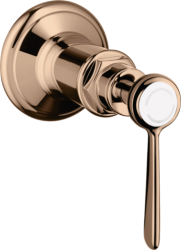 Вентиль Axor Montreux запорный, с рычаговой рукояткой, скрытого монтажа, настенный, круглый, латунь, цвет: полированное красное золото, керамический, встраеваемый/встроенный, для встраиваемых систем, для ванны/душа