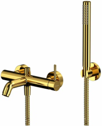 Смеситель для ванны/душа Whitecross Y, однорычажный, настенный, неповоротный, латунь, длина излива: 175 мм, керамический, цвет золото