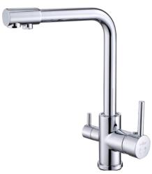 Смеситель для кухни/мойки VIEIR, биканальный, однорычажный, поворотный, керамический, длина излива 219 мм, латунь, цвет хром