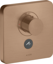 Смеситель для душа Axor ShowerSelect HighFlow softsquare, термостатический, скрытого монтажа, 1 потребитель, настенный, без излива/шланга/лейки, квадратный, латунный, цвет шлифованное красное золото, с клапаном для ручного душа, с термостатом