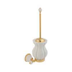 Ершик Migliore Olivia настенный, цвет золото/белый, латунь/керамика, крышка, округлый для туалета/унитаза, туалетный