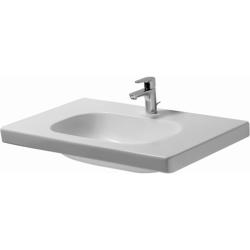 Раковина DURAVIT D-Code 85х48х18 см, подвесная, прямоугольная, санфарфор, цвет белый, с 1 отверстием под смеситель, крыло/полочка с двух сторон, без перелива