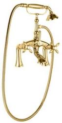 Смеситель для ванны/душа Cezares Nostalgia, на борт ванны, двухвентильный, неповоротный, длина 150 мм, керамический, латунь, цвет золото