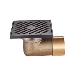 Сливной трап Raglo R606.10.09, боковой подвод, 100×100/50 мм решетка нержавеющая сталь, цвет графит, латунное колено