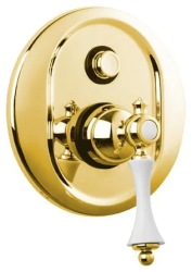 Смеситель для душа Cezares Margot, встраиваемый, однорычажный, без излива, с переключателем, керамический, латунь, внутренний (скрытый монтаж), цвет золото 24 карат