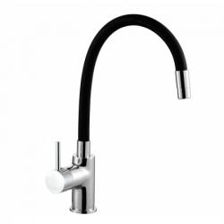 Смеситель для кухни/мойки Azario TASCO, однорычажный, поворотный, керамический картридж, высокий, гибкий излив, латунь, цвет хром