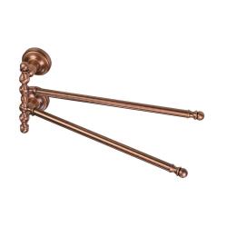 Полотенцедержатель Migliore Mirella, двойной, настенный, поворотный, 36 см, металлический, форма округлая, для полотенец, в ванную/туалет/душевую кабину, цвет медь