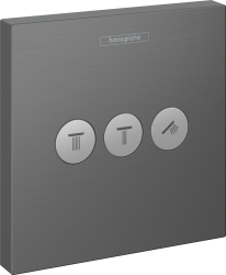 Смеситель для ванны Hansgrohe ShowerSelect, скрытый монтаж, настенный, 15,5х15,5х2 см, квадратный, нержавеющая сталь, шлифованный черный хром, для 3 потребителей