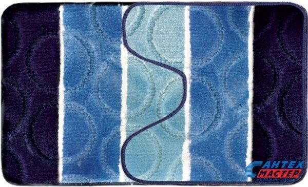 Набор 2 коврика для ванны АкваЛиния 45х75 полипропилен синий круги Twist