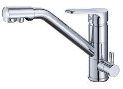 Смеситель для кухни/мойки VIEIR, биканальный, однорычажный, поворотный, керамический, длина излива 237 мм, латунь, цвет хром