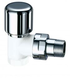 Вентиль FAR Top 1/2"вн. термостатический, угловой, уплотнение EPDM, цвет серебро/белая эмаль