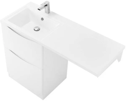 Тумба под раковину BelBagno Lavanderia 120, 120х48х88 см, напольная, 2 выкатных ящика, МДФ, цвет: белый глянцевый, для установки рядом со стиральной машинкой, шкафчик напольный, механизм доводчика, прямоугольная