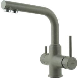 Смеситель для кухни/мойки Lemark COMFORT, с подключением к фильтру питьевой воды, однорычажный, поворотный, керамический картридж, длина излива 209 мм, латунь, цвет серый шелк