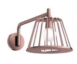 Верхний душ AXOR LampShower/Nendo 275 1jet, с держателем, настенный монтаж, круглый, с 1 режимом, размер 27,5 см, металлический, цвет: полированное красное золото, со встроенным освещением, для душа/ванной