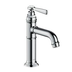 Смеситель для раковины Axor Montreux 100, однорычажный, с рычаговой рукояткой, фиксированный излив, длина излива 14,2 см, керамический, латунь, цвет хром, с незапираемым сливным набором