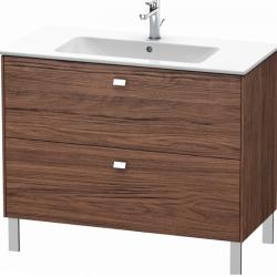 Тумба под раковину Duravit Brioso, 102х47,9х68,3 см, напольная, цвет: орех темный/хром, 2 выдвижных ящика, ДСП, прямоугольная, левая/правая, в ванную комнату