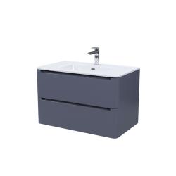 Тумба c раковиной IDDIS Edifice, 802х467х500 мм, подвесная, 2 выдвижных ящика, МДФ/санфарфор, раковина накладная, прямоугольная, отверстие под смеситель, цвет темно-серый EDI80D0i95K