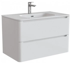 Тумба с раковиной IDDIS Edifice, 802х470х500 мм, подвесная, 2 выдвижных ящика, МДФ, система плавного закрывания, прямоугольная/умывальник (арт. 0108000i28), прямоугольный, цвет белый, керамический/фарфоровый, отверстие под смеситель, слив-перелив