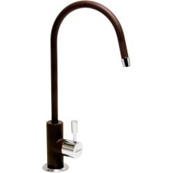 Кран для чистой воды Longran, однорычажный, неповоротный, керамический картридж, высокий, длина излива 155 мм, латунь, цвет марон